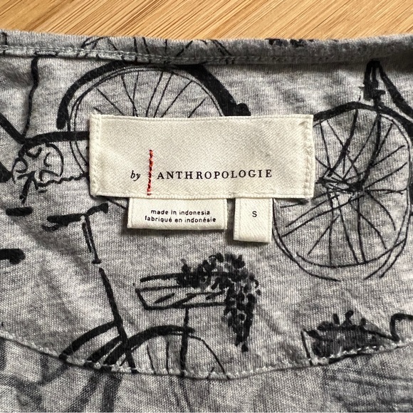 Anthropologie Women's Weekend Bicycle Print Gray and Black T-Shirt, S - Picture 4 of 6